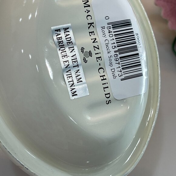 MacKenzie-Childs Rosy Check Soap Dish-NEW - Picture 9 of 16
